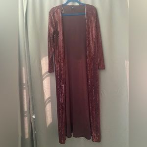 Red Sequined Long Jacket
